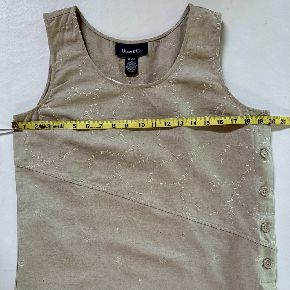 Linen Blend Sleeveless Embroidered Eyelet Maxi Dress (S) - Picture 8 of 16